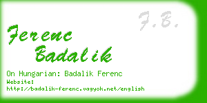 ferenc badalik business card